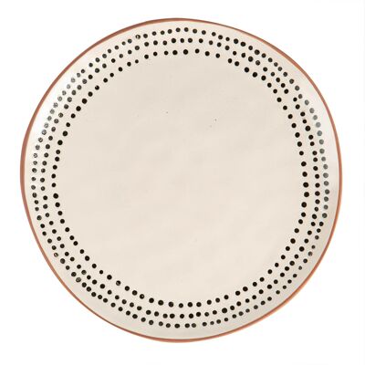 Nicola Spring Ceramic Spotted Rim Dinner Plate - 26cm - Monochrome