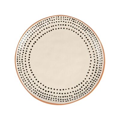 Nicola Spring Keramik-Beistellteller mit gepunktetem Rand – 20.5 cm – Monochrom