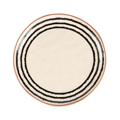 Nicola Spring Assiette latérale à bord à rayures en céramique - 20.5 cm - Monochrome