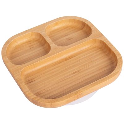 Assiette Ventouse Enfant en Bambou Tiny Dining - Blanc