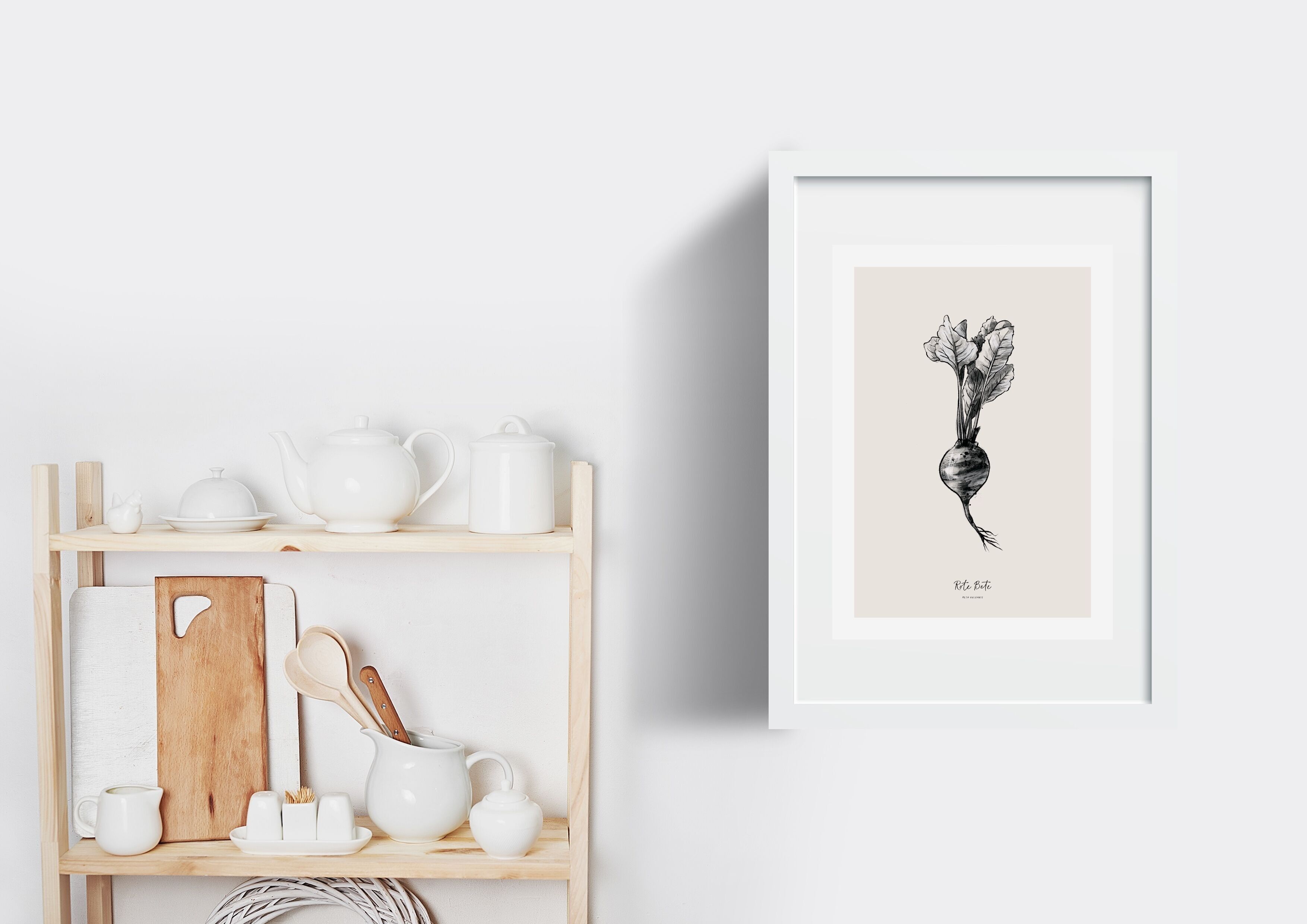 Poster da cucina "Barbabietola" Illustrazione botanica A4 o A3, decorazione da parete regalo per l'inaugurazione della casa per la cucina