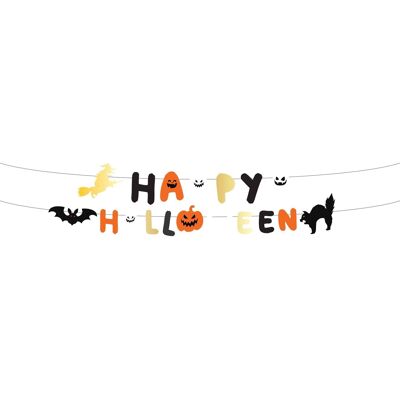 Pancarta con letras 'Feliz Halloween' - BoOo! - 2 x 1,5 metros