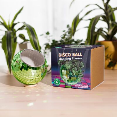 Disco Ball Hanging Planter 6in Green