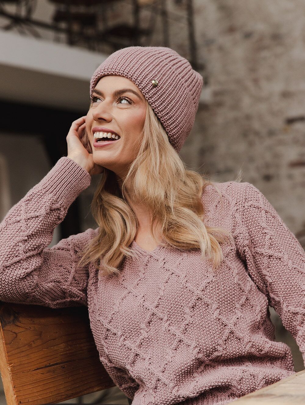 Gorro VALERIA rosa empolvado