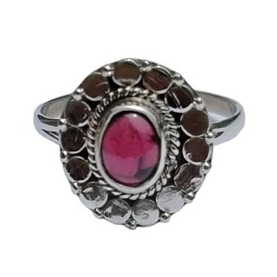 Natürlicher Granat-Ring aus 925er-Sterlingsilber mit Blumendesign