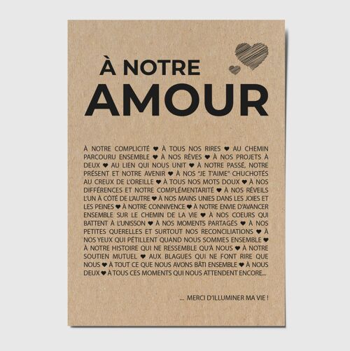 Carte postale "A notre amour"