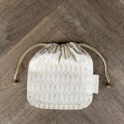 Fabric Gift Bags Double Drawstring -  Vanilla Art Deco (Medium)