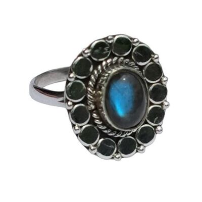 Designer-Statement-Ring aus natürlichem Labradorit-Stein aus 925er-Silber