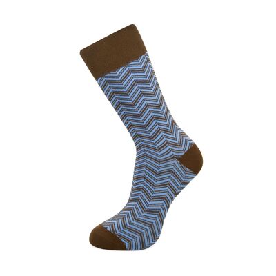 Chaussettes Bambou Chevrons Bleu/Marron