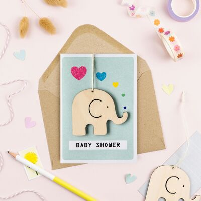 Carte d'éléphant de douche de bébé