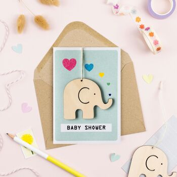 Carte d'éléphant de douche de bébé 1