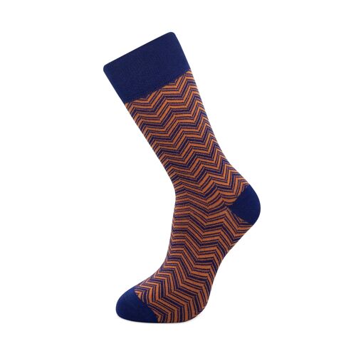 Herringbone Bamboo socks Blue/Orange