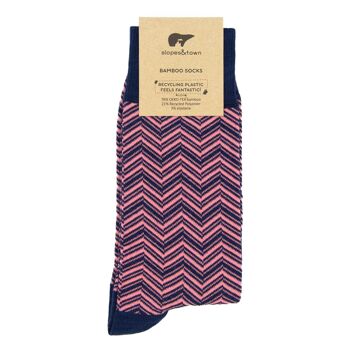 Chaussettes Bambou Chevrons Bleu/Saumon 2