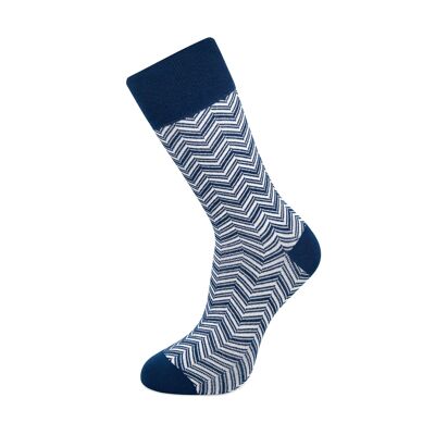 Chaussettes Bambou Chevrons Bleu/Blanc