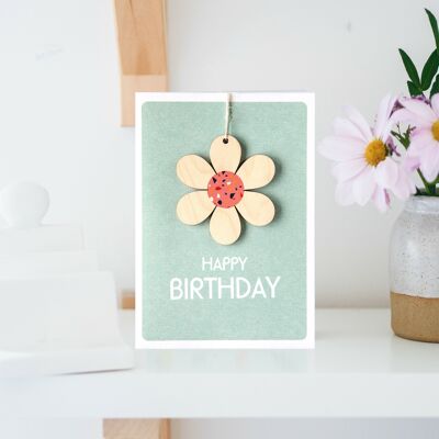 Tarjeta de cumpleaños con recuerdo de flores