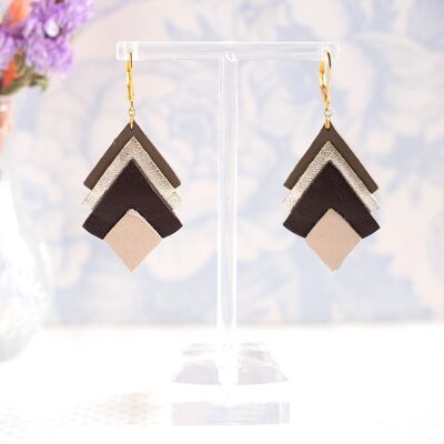 Jodie brown silver ecru earrings