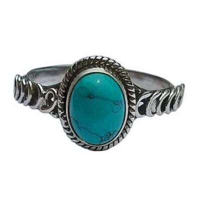 Wunderschöner handgefertigter Ring aus 925er Sterlingsilber mit türkisfarbenem Stein