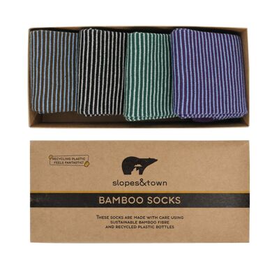 Chaussettes Bambou Rayures Edition Vert/violet/noir