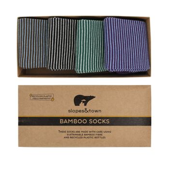 Chaussettes Bambou Rayures Edition Vert/violet/noir 1