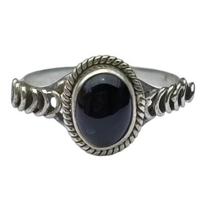 Handgefertigter Ring aus schwarzem Onyx-Edelstein aus 925er Sterlingsilber
