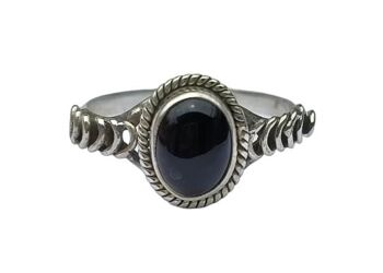 Bague faite à la main en argent sterling 925 avec pierres précieuses en onyx noir 1