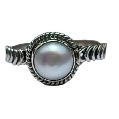 Incantevole anello fatto a mano in argento sterling 925 con perla d'acqua dolce