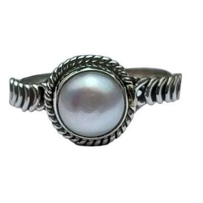 Belle bague en argent sterling 925 avec perle d'eau douce