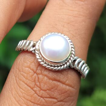 Belle bague en argent sterling 925 avec perle d'eau douce 8