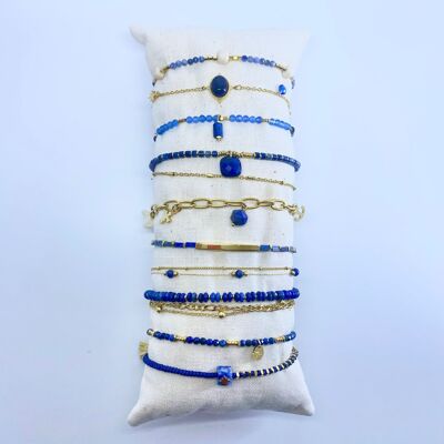Kit Best Seller 10 Bracelets Acier Inoxydable Doré Bleu Noël