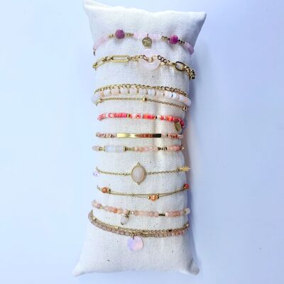 Kit más vendido 10 pulseras navideñas de acero inoxidable en oro rosa