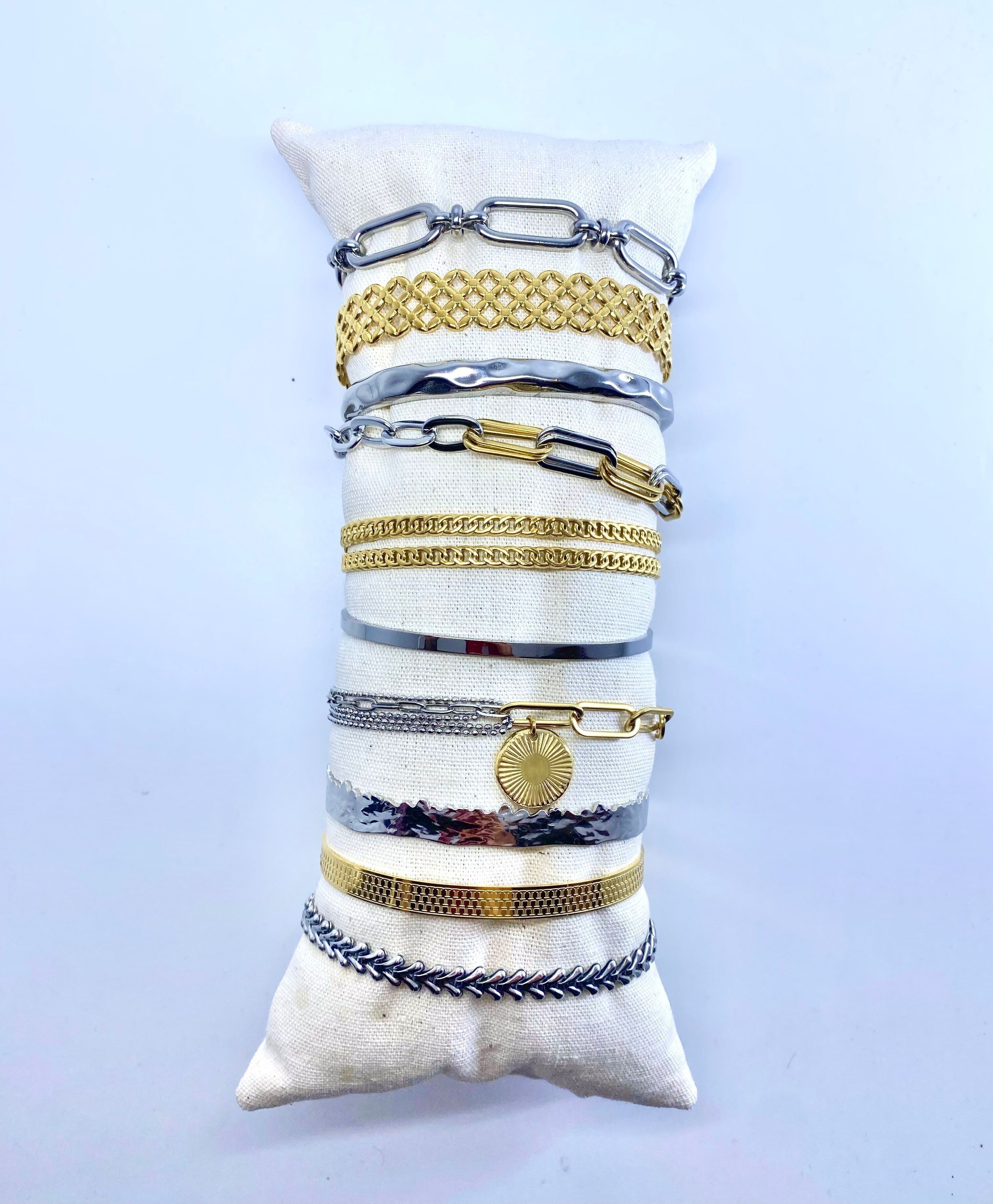 Kit Bestseller 10 Armbänder Edelstahl Golden Silber