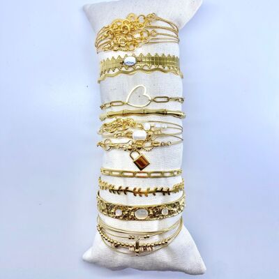 Best Seller Kit 10 Christmas Gold Stainless Steel Bracelets