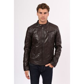 Blouson en cuir épaules matelassées SAUL 2