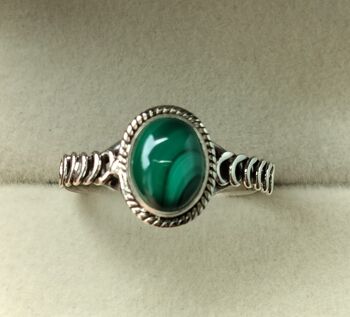 Charmante bague faite à la main en argent sterling 925 avec malachite 4