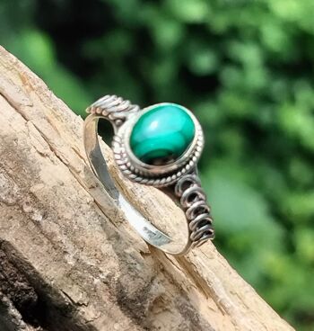 Charmante bague faite à la main en argent sterling 925 avec malachite 7