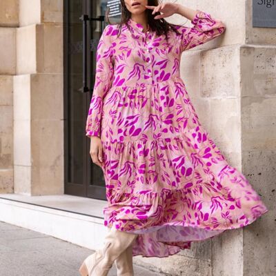 Gathered Loose Fit Printed Shirt Dress