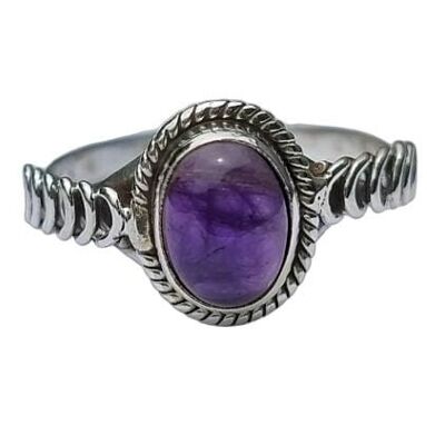 Eleganter handgemachter Ring aus 925er Sterlingsilber mit Amethyst-Edelstein