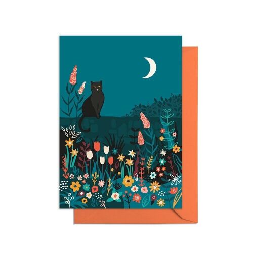 Midnight Garden Black Cat Card