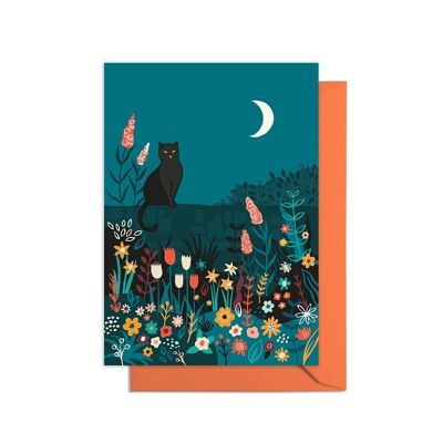 Midnight Garden Karte mit schwarzer Katze