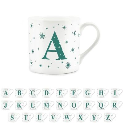 Tazze con lettere dell'alfabeto stellato in porcellana fine Bone China