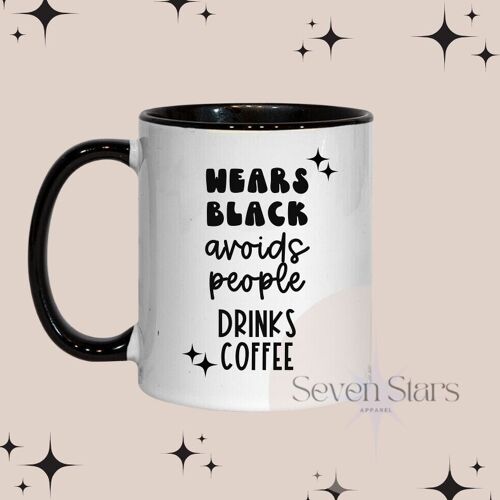 Wears Black, Avoids People, Drinks Coffee 11oz Mug