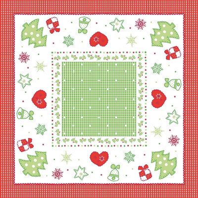 Christmas tablecloth Christmas in red-green made of Linclass® Airlaid 80 x 80 cm, 20 pieces