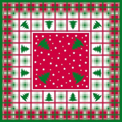 Mantel navideño Klaus en rojo-verde de Linclass® Airlaid 80 x 80 cm, 20 piezas