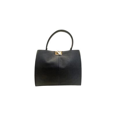BEATRICE GRAINED LEATHER HANDLE BAG NAVY