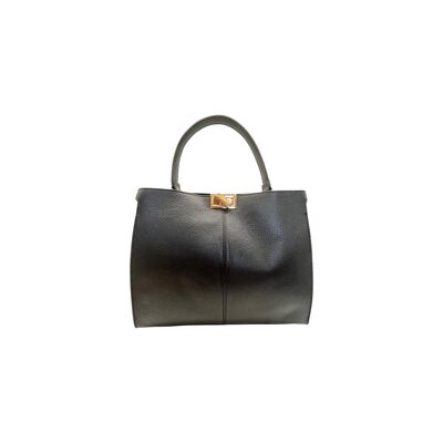 BEATRICE GRAINED LEATHER HAND BAG BLACK