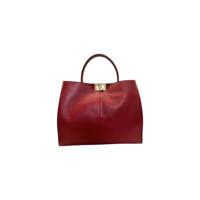 BEATRICE GRAINED LEATHER HAND BAG RED