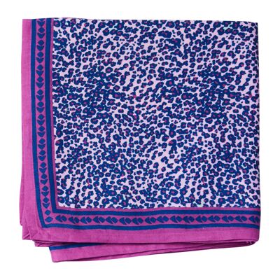 "Leopard" printed scarf Savane Bleu Cassis