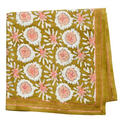 "Indian Flowers" Printed Scarf Margotte Olive