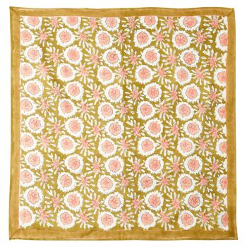 Foulard imprimé "Fleurs Indiennes" Margotte Olive 2