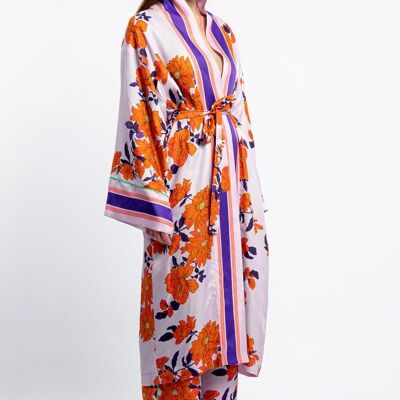 Kimono long pivoine